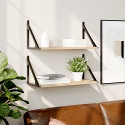 vidaXL Estantes pared 2uds madera ingeniería roble Sonoma 60x25x25,5cm