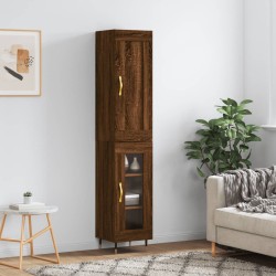 vidaXL Aparador alto madera contrachapada roble marrón 34,5x34x180 cm
