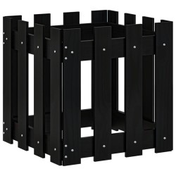 vidaXL Jardinera diseño de valla madera maciza pino negra 40x40x40 cm