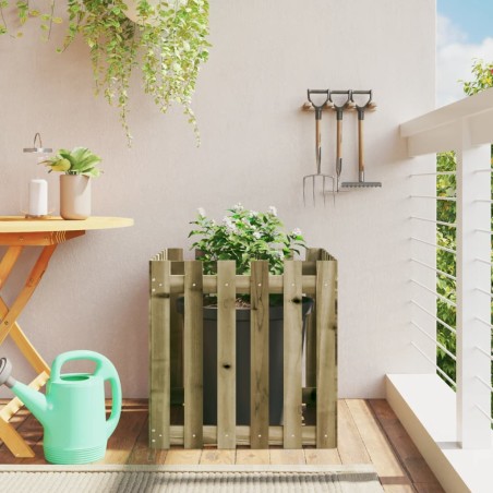 vidaXL Jardinera diseño de valla madera de pino impregnada 60x60x60 cm