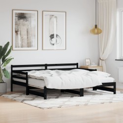 vidaXL Sofá cama nido madera maciza de pino negro 90x200 cm