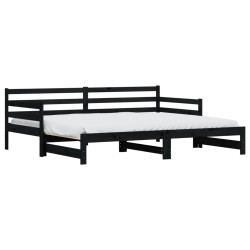 vidaXL Sofá cama nido madera maciza de pino negro 90x200 cm
