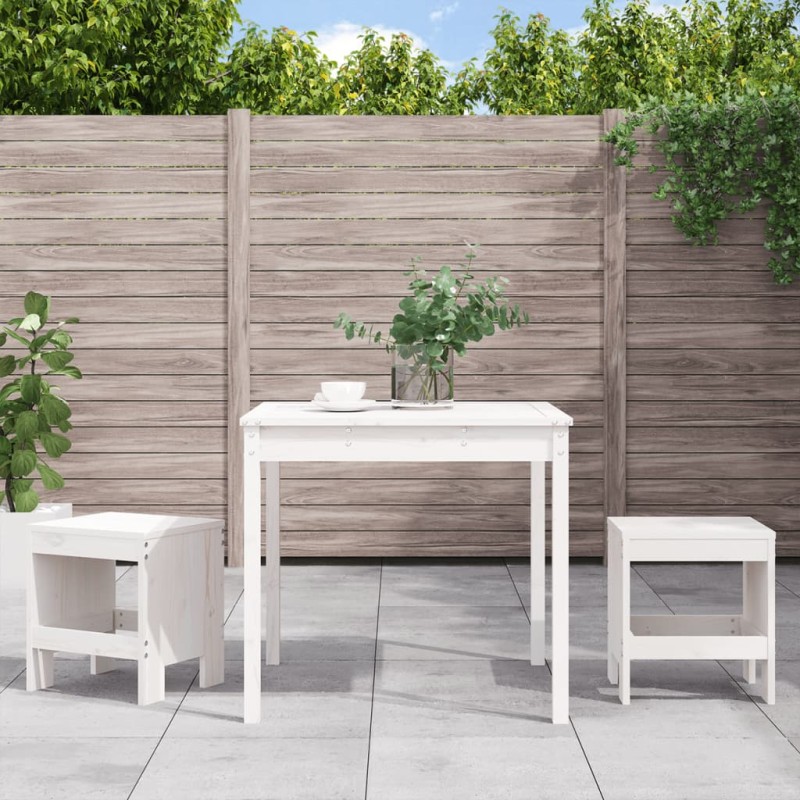 vidaXL Mesa y sillas de jardín 3 piezas madera maciza de pino blanco vidaXL Mesa y sillas de jardín 3 piezas madera maciza de pino blanco