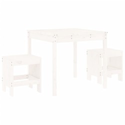vidaXL Mesa y sillas de jardín 3 piezas madera maciza de pino blanco