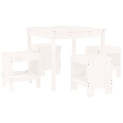 vidaXL Juego de comedor de jardín 5 piezas madera maciza pino blanco