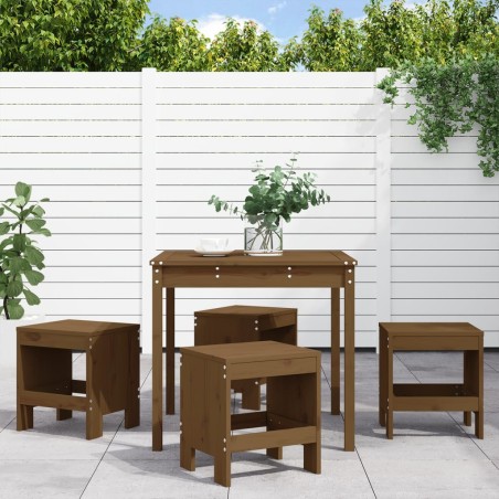 vidaXL Set de comedor de jardín 5 pzas madera maciza pino marrón miel