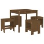 vidaXL Set de comedor de jardín 5 pzas madera maciza pino marrón miel