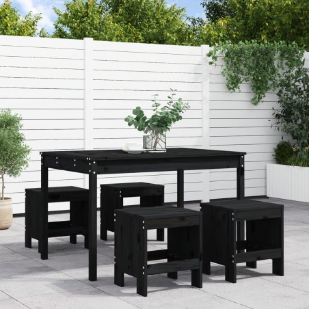 vidaXL Juego de comedor de jardín 5 piezas madera maciza pino negro