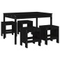 vidaXL Juego de comedor de jardín 5 piezas madera maciza pino negro vidaXL Juego de comedor de jardín 5 piezas madera maciza pino negro