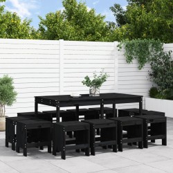vidaXL Juego de comedor de jardín 13 piezas madera maciza pino negro