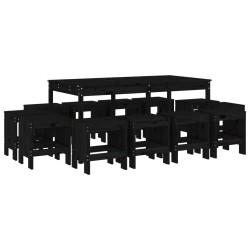 vidaXL Juego de comedor de jardín 13 piezas madera maciza pino negro