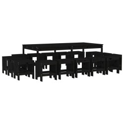 vidaXL Juego de comedor de jardín 17 piezas madera maciza pino negro