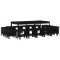vidaXL Juego de comedor de jardín 17 piezas madera maciza pino negro