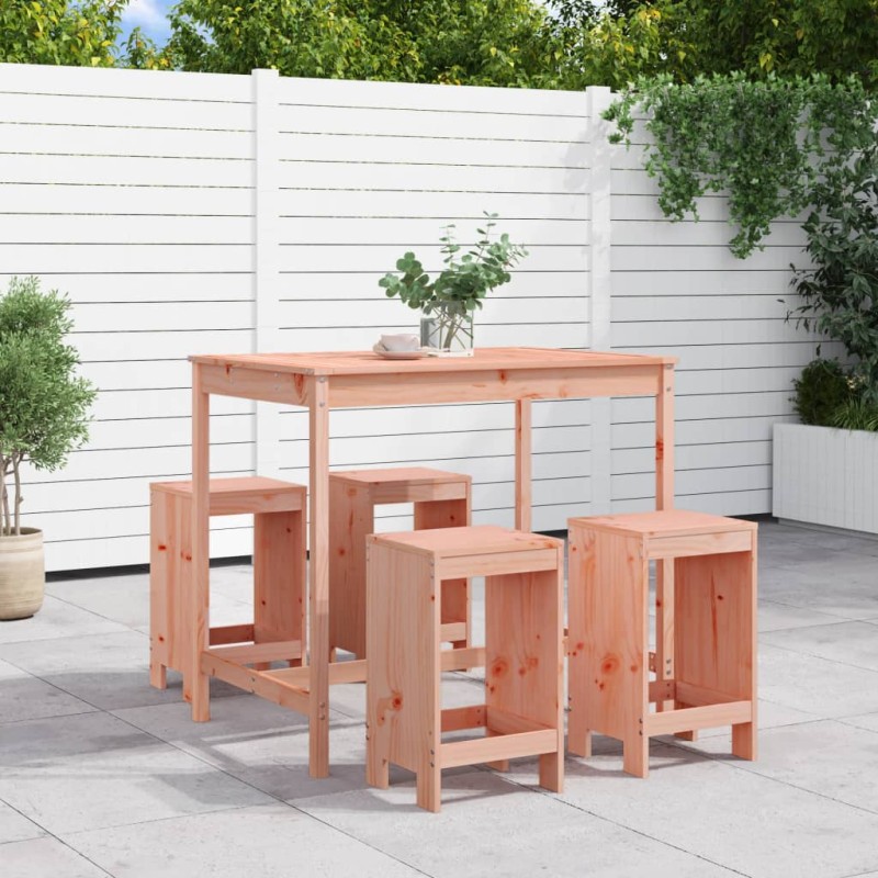 vidaXL Mesa alta y taburetes de jardín 5 piezas madera maciza Douglas vidaXL Mesa alta y taburetes de jardín 5 piezas madera maciza Douglas