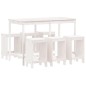 vidaXL Set de mesa y taburetes altos jardín 7 pzas madera pino blanco vidaXL Set de mesa y taburetes altos jardín 7 pzas madera pino blanco
