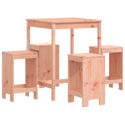 vidaXL Mesa alta y taburetes de jardín 5 piezas madera maciza Douglas