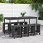 vidaXL Mesa y taburetes altos jardín 9 pzas madera maciza de pino gris