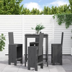 vidaXL Set de mesa y taburetes altos jardín 5 piezas madera pino gris