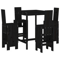 vidaXL Set de mesa y taburetes altos jardín 5 piezas madera pino negro