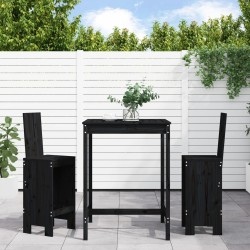 vidaXL Set de mesa y taburetes altos jardín 3 pzas madera pino negro