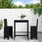 vidaXL Set de mesa y taburetes altos jardín 3 pzas madera pino negro