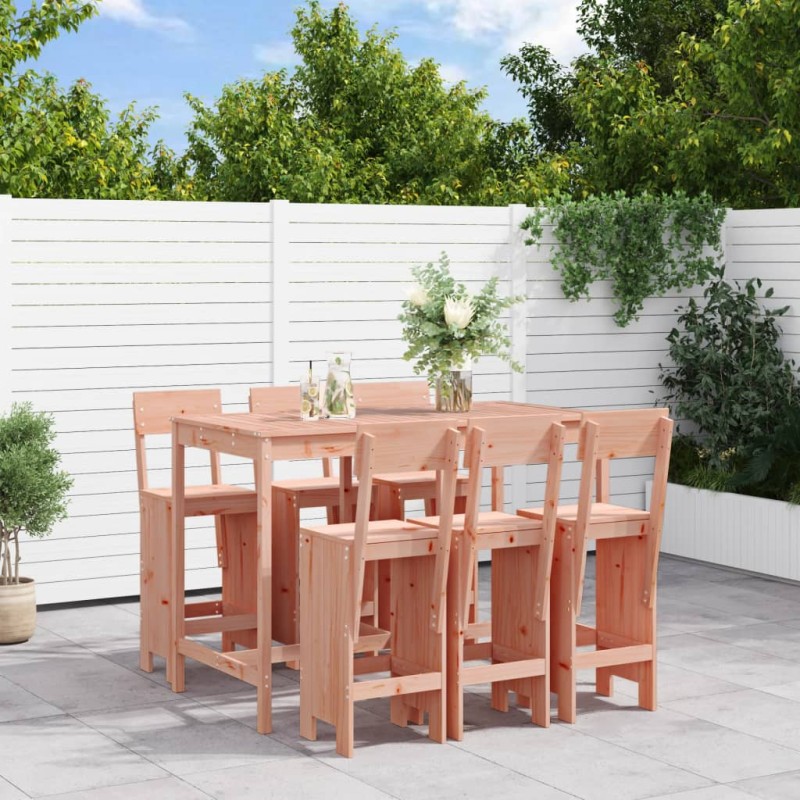 vidaXL Juego de muebles de jardín 7 pzas madera maciza abeto Douglas