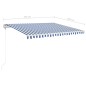 vidaXL Toldo automático LED sensor de viento azul y blanco 450x350 cm vidaXL Toldo automático LED sensor de viento azul y blanco 450x350 cm