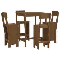vidaXL Mesa y taburetes altos de jardín 5 pzas madera pino marrón miel