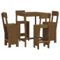 vidaXL Mesa y taburetes altos de jardín 5 pzas madera pino marrón miel vidaXL Mesa y taburetes altos de jardín 5 pzas madera pino marrón miel