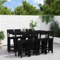 vidaXL Mesa y taburetes altos jardín 9 pzas madera maciza pino negro vidaXL Mesa y taburetes altos jardín 9 pzas madera maciza pino negro