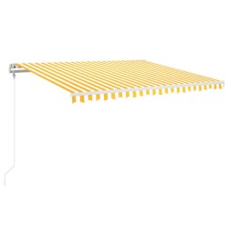 vidaXL Toldo automático LED sensor de viento amarillo blanco 450x350cm