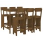 vidaXL Mesa y taburetes altos de jardín 7 pzas madera pino marrón miel vidaXL Mesa y taburetes altos de jardín 7 pzas madera pino marrón miel
