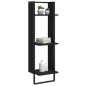 vidaXL Estantería pared 3 niveles madera ingeniería negro 30x25x100 cm vidaXL Estantería pared 3 niveles madera ingeniería negro 30x25x100 cm