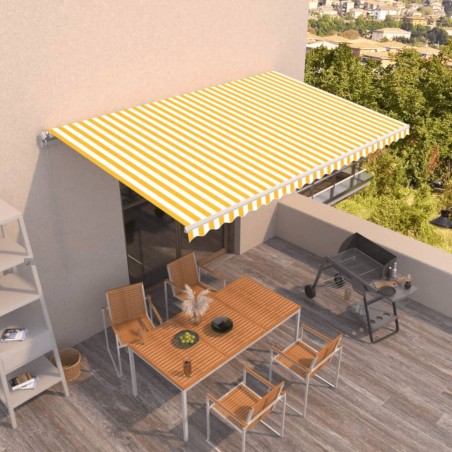 vidaXL Toldo retráctil manual amarillo y blanco 500x300 cm