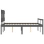 vidaXL Cama personas mayores cabecero madera maciza gris 140x190 cm