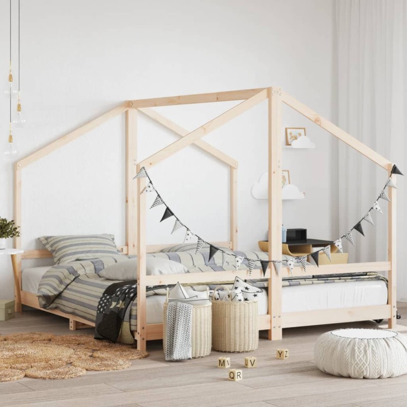 vidaXL Estructura de cama de niños madera maciza de pino 2x(90x200) cm vidaXL Estructura de cama de niños madera maciza de pino 2x(90x200) cm