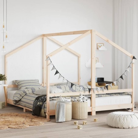 vidaXL Estructura de cama de niños madera maciza de pino 2x(90x200) cm