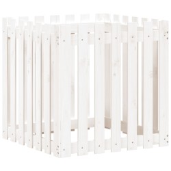 vidaXL Jardinera diseño de valla madera maciza pino blanca 70x70x70 cm