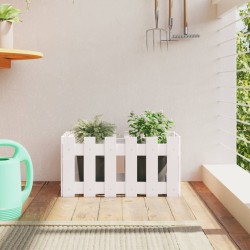 vidaXL Jardinera diseño de valla madera maciza pino blanca 60x30x30 cm
