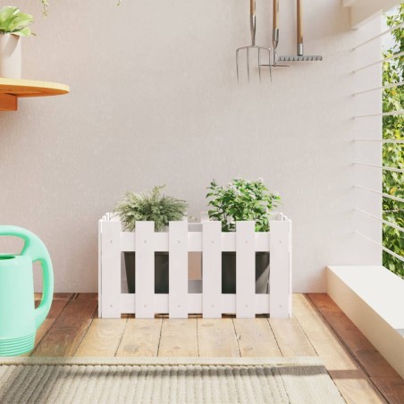 vidaXL Jardinera diseño de valla madera maciza pino blanca 60x30x30 cm