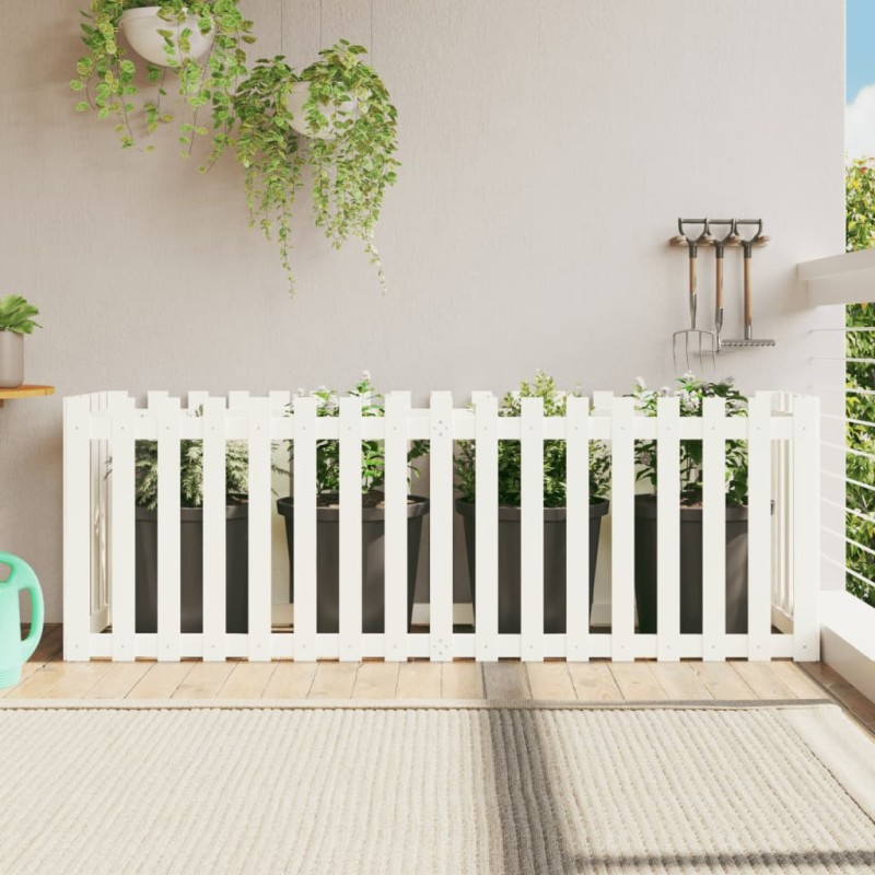 vidaXL Arriate elevado jardín con valla madera pino blanco 200x50x70cm