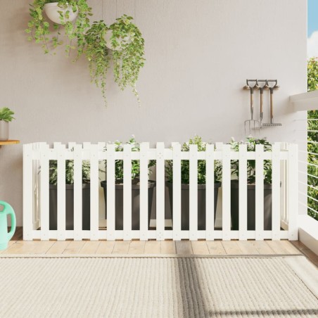 vidaXL Arriate elevado jardín con valla madera pino blanco 200x50x70cm