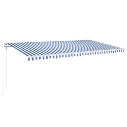 vidaXL Toldo automático LED sensor de viento azul y blanco 600x350 cm