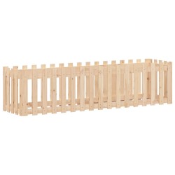 vidaXL Arriate elevado jardín con valla madera maciza pino 200x50x50cm
