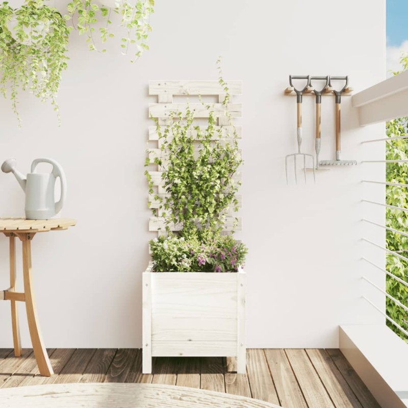 vidaXL Jardinera estantería madera maciza pino blanco 39x39,5x114 cm vidaXL Jardinera estantería madera maciza pino blanco 39x39,5x114 cm