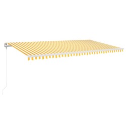 vidaXL Toldo automático LED sensor de viento amarillo blanco 600x350cm