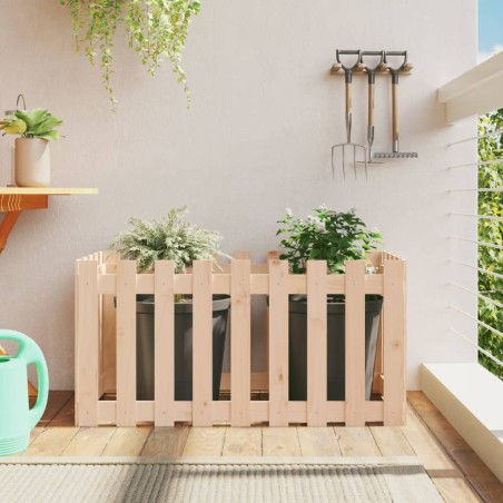 vidaXL Arriate elevado jardín con valla madera maciza pino 100x50x50cm