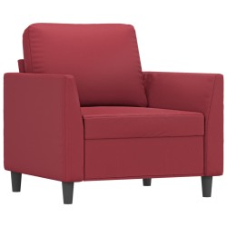 vidaXL Sillón cuero sintético rojo tinto 60 cm