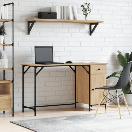 vidaXL Escritorio ordenador madera ingeniería roble Sonoma 131x48x75cm