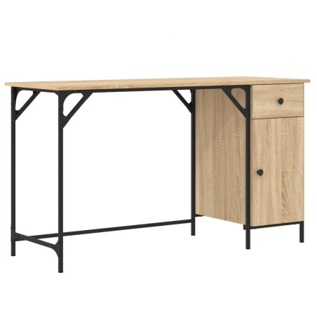 vidaXL Escritorio ordenador madera ingeniería roble Sonoma 131x48x75cm